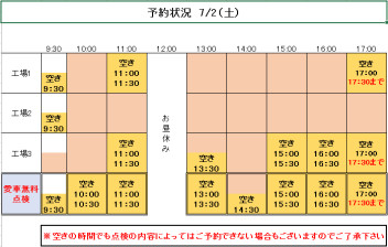 2（土）.3（日）ご予約状況